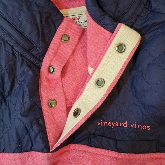 Vineyard Vines Performance Pink Navy Pullover Sweatshirt Sz M Athleisure Outdoor - Picture 4 of 12